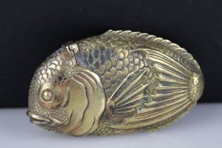 Brass cased vesta in the form of a fish