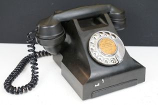 Vintage Black Bakelite Dial Telephone, 16cm high