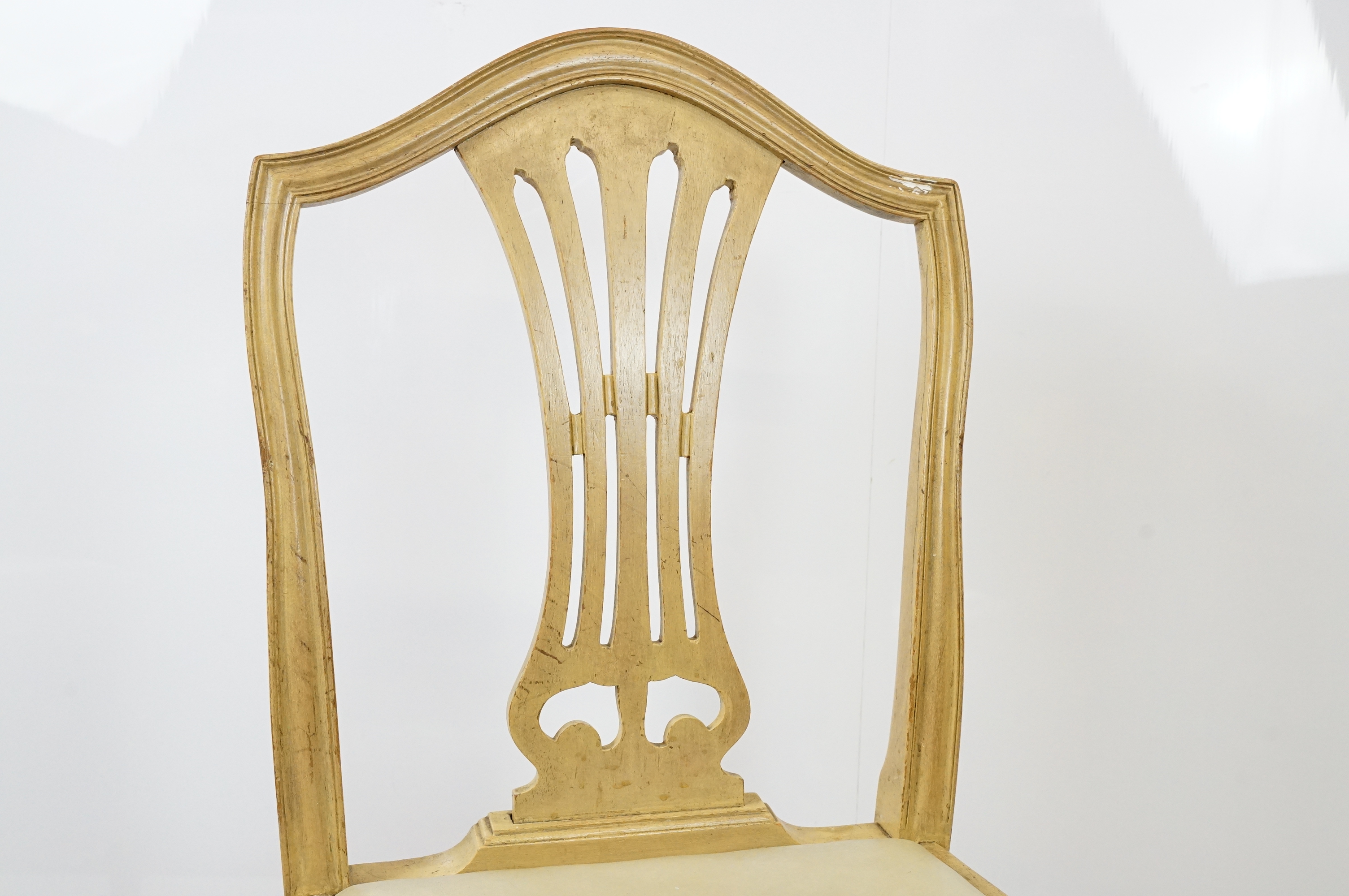 Group of four 20th Century stained oak dining chairs with cream drop in seats. - Image 9 of 9