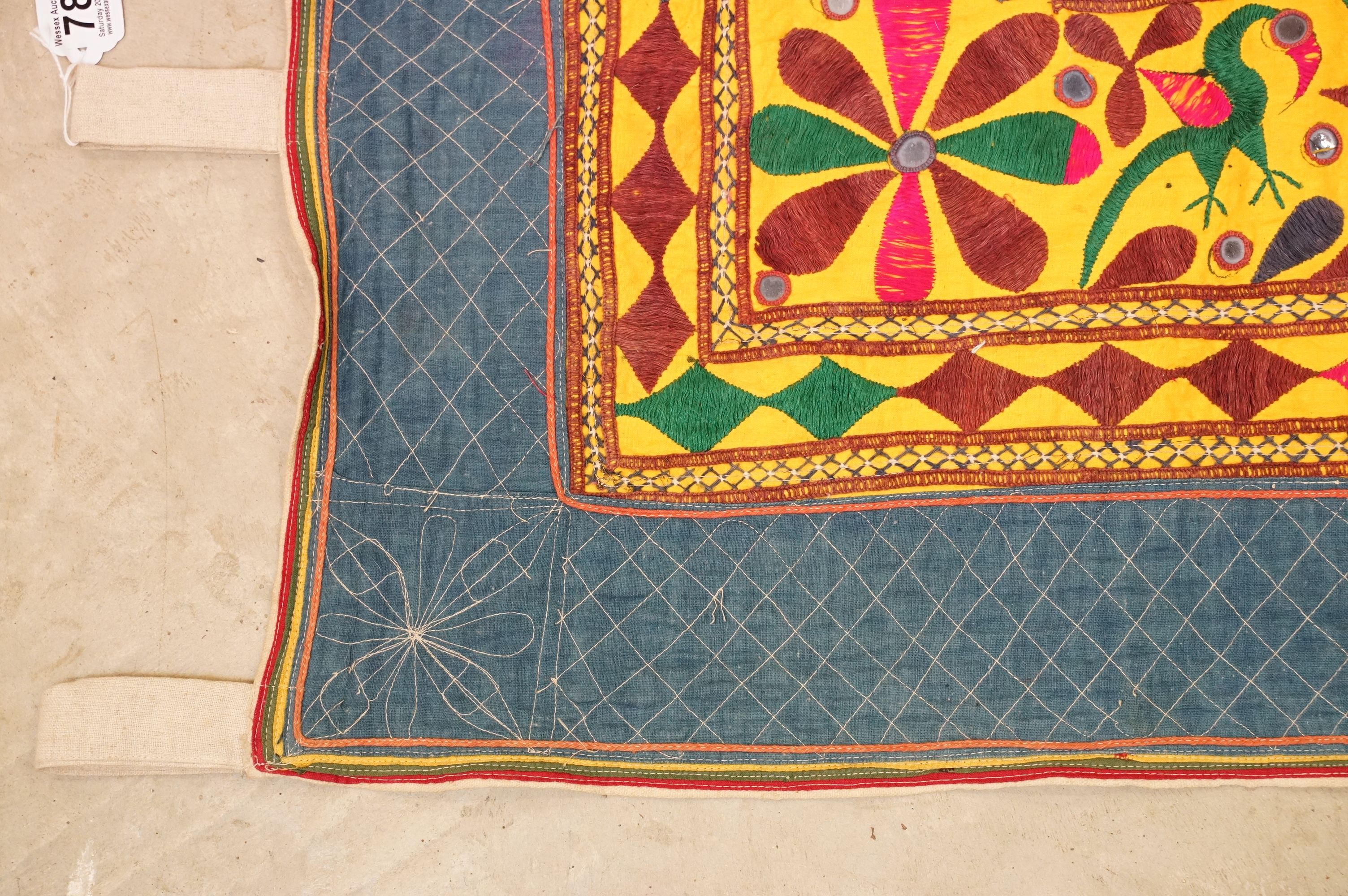 Collection of Indian and middle eastern textiles to include a pair of Indian embroidered curtains - Image 7 of 14