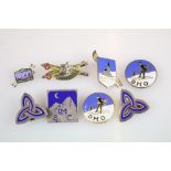 Collection of 1930's Skiing Brooches including Sterling Silver & Enamel Ski Club of Great Britain