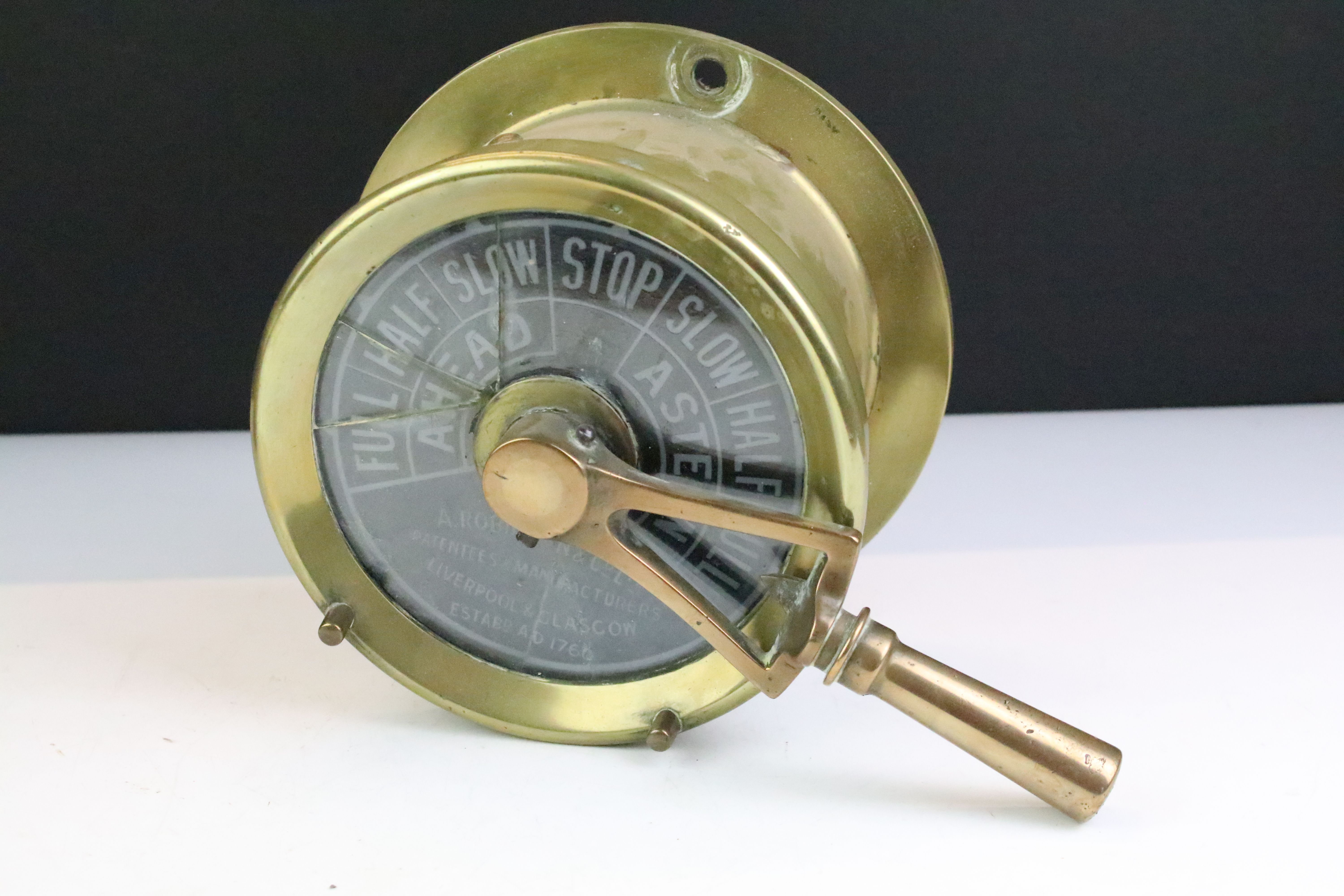 Early 20th Century A Robinson & Co brass cased ships telegraph together with a Smiths Empire brass - Image 2 of 6