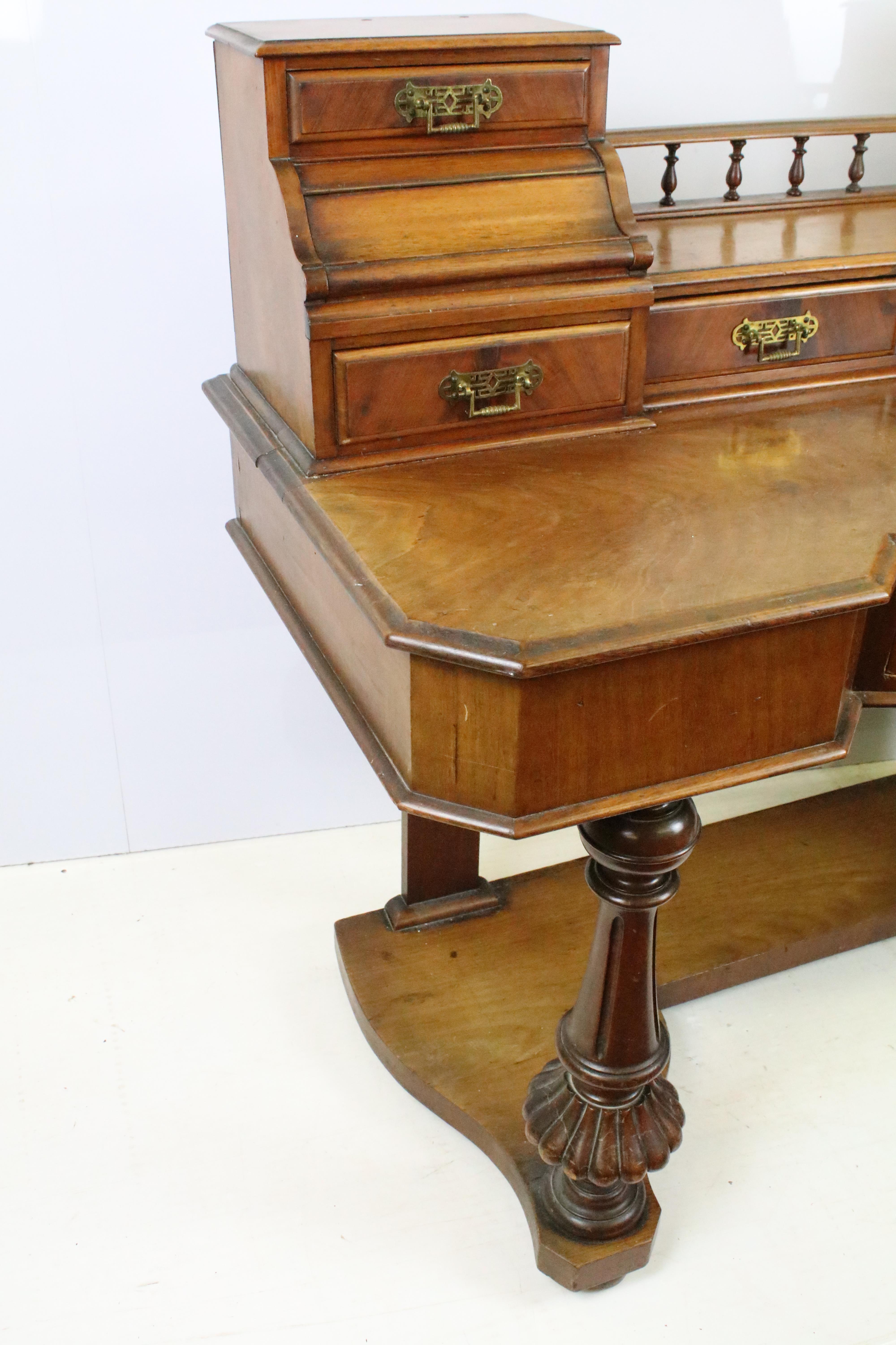 19th Century mahogany desk / dresser base having a configuration of six drawers to top with - Image 11 of 12