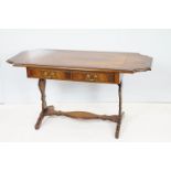 20th Century mahogany occasional coffee / side table having a shaped top with twin drawers beneath