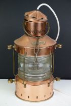 Ankerlight copper electric nautical lamp, approx 36cm high