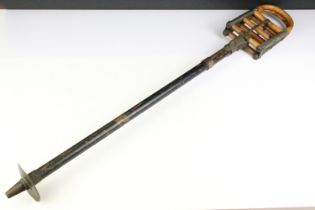 Vintage W Thornhill & Co shooting stick having an ebonised wooden column with bamboo top and 'The