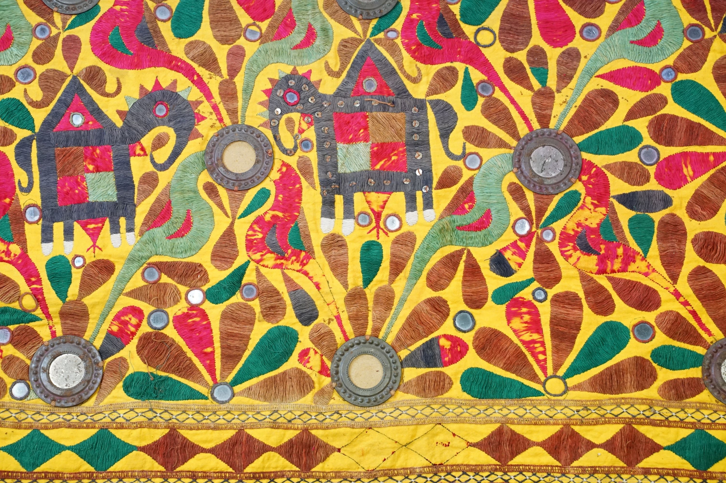 Collection of Indian and middle eastern textiles to include a pair of Indian embroidered curtains - Image 11 of 14