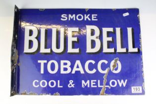 Advertising - ' Blue Bell Tobacco - Cool & Mellow ' double sided enamel wall sign, approx 50cm W x