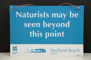 National Trust Studland Beach, Purbeck Naturist Sign - ' Naturists may be seen beyond this