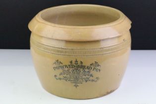 19th century Doulton & Co Lambeth Salt-glazed Stoneware ' Improved Bread Pan ' Proving Bowl, 33cm