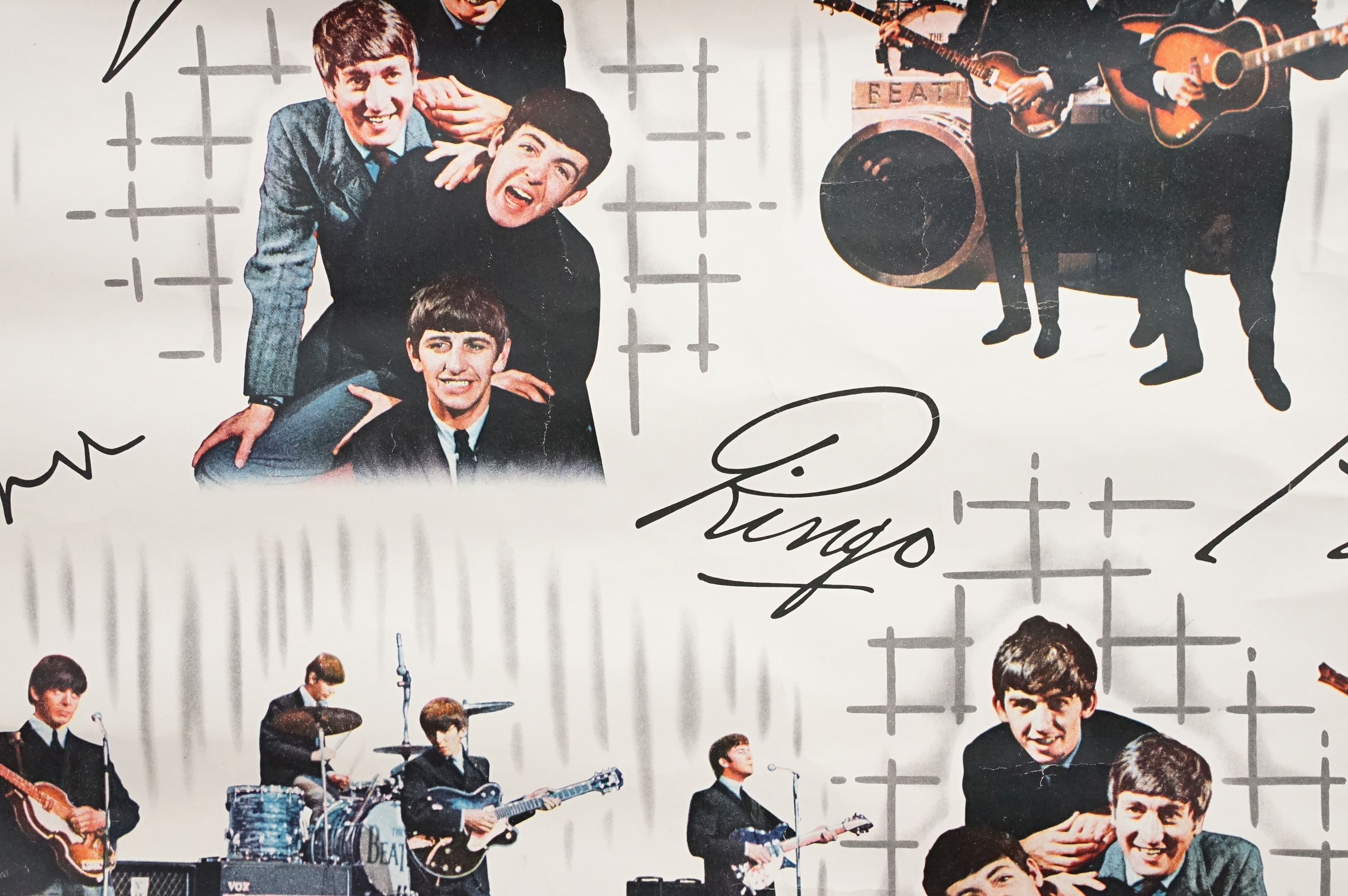 Collection of sections of Beatles 1960s wallpaper. - Image 2 of 3