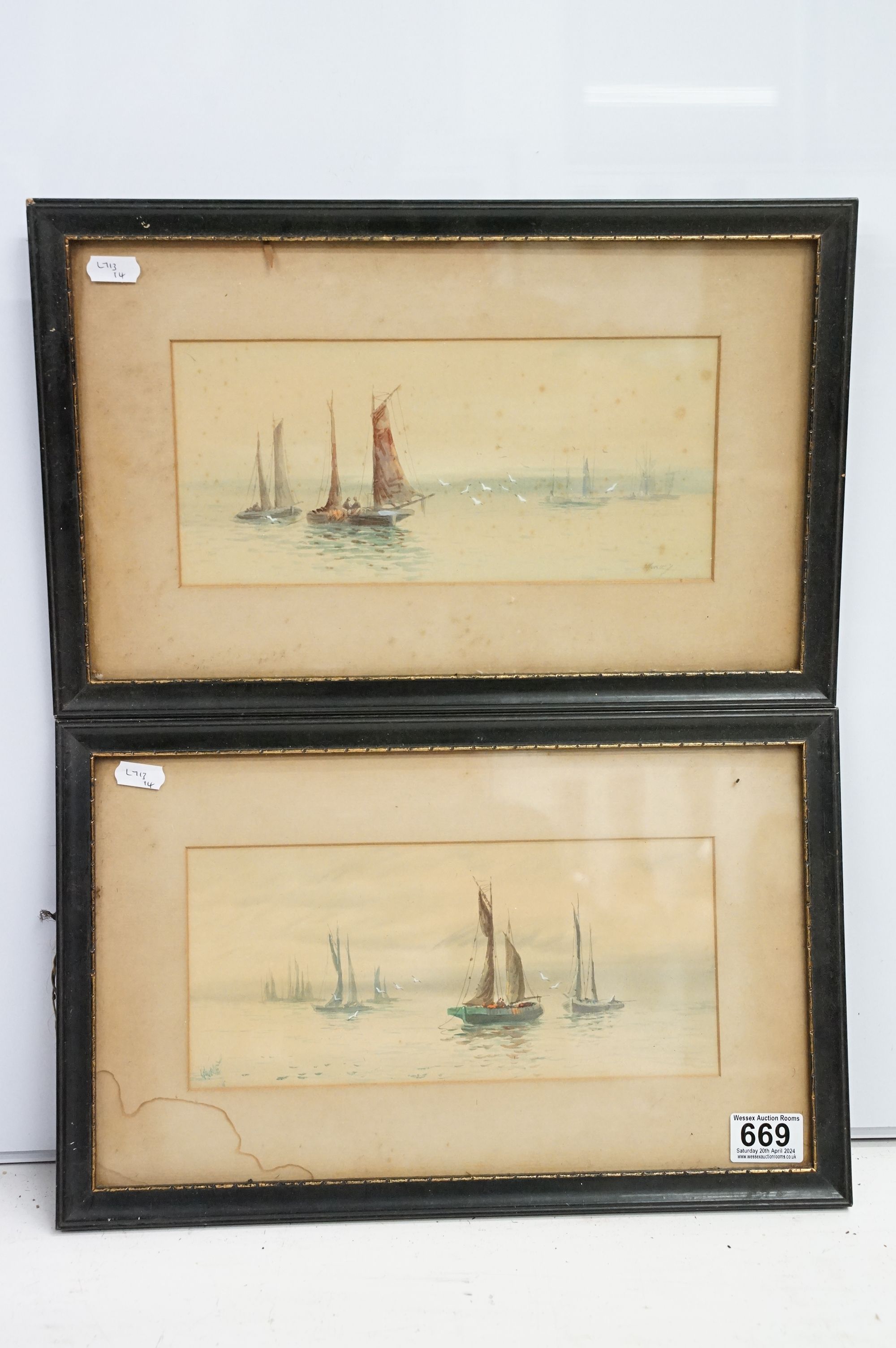 Two 19th Century framed watercolours of fishing scenes