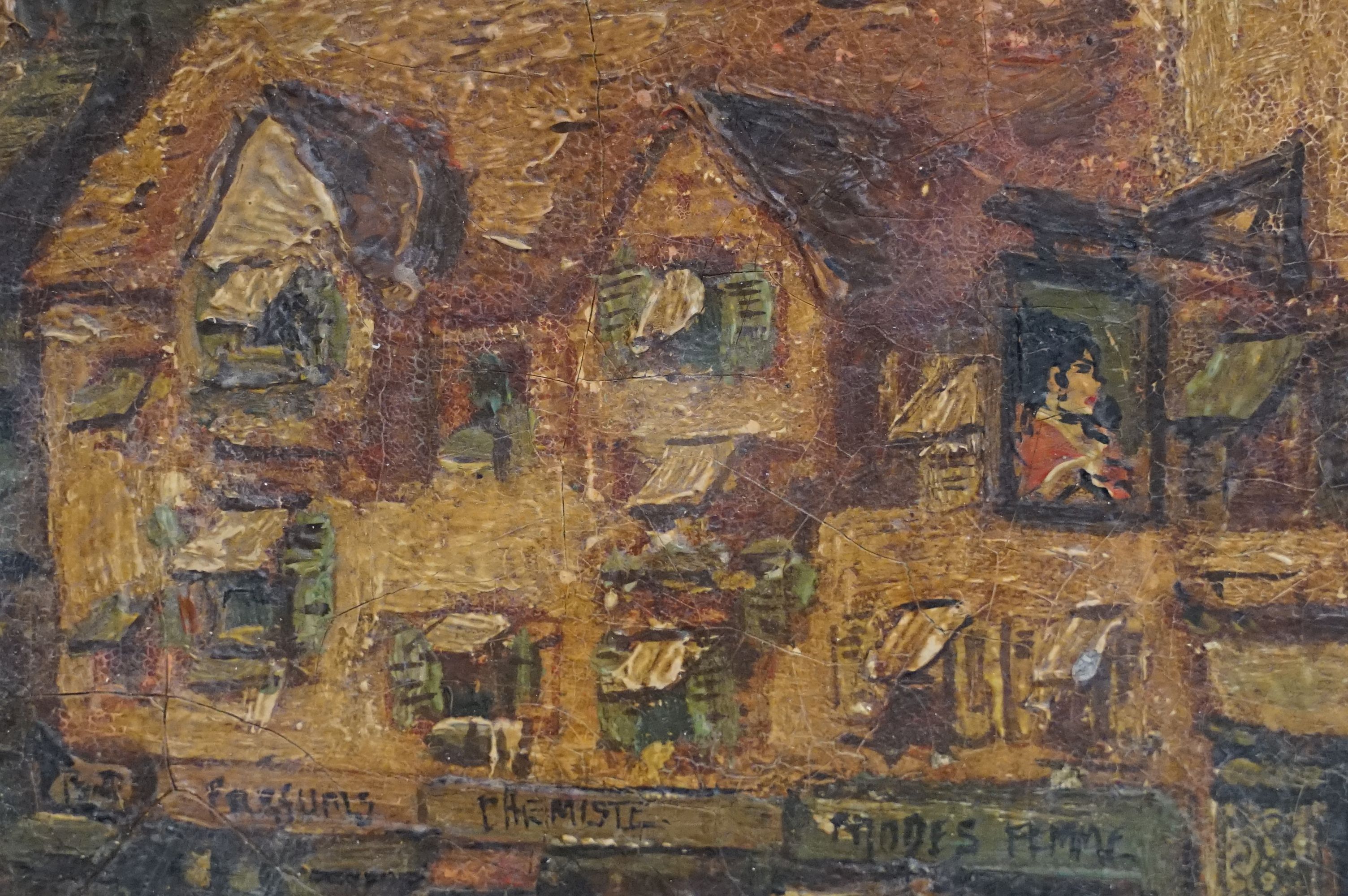 French antique gilt framed oil painting of a classical town view with figures, buildings and church, - Image 3 of 10