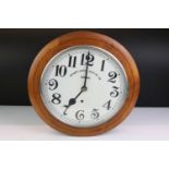 Anglo Swiss Watch Co Admiral station style wall clock having a walnut case with white dial and