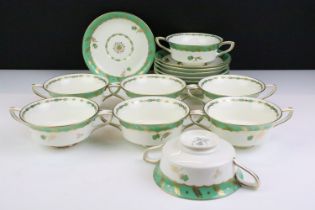 Royal Worcester 'Reproduction of Early Worcester - Georgian circa 1780' set of eight soup cups &