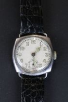 Gents WW1 period cushion cased Swiss made military dial watch