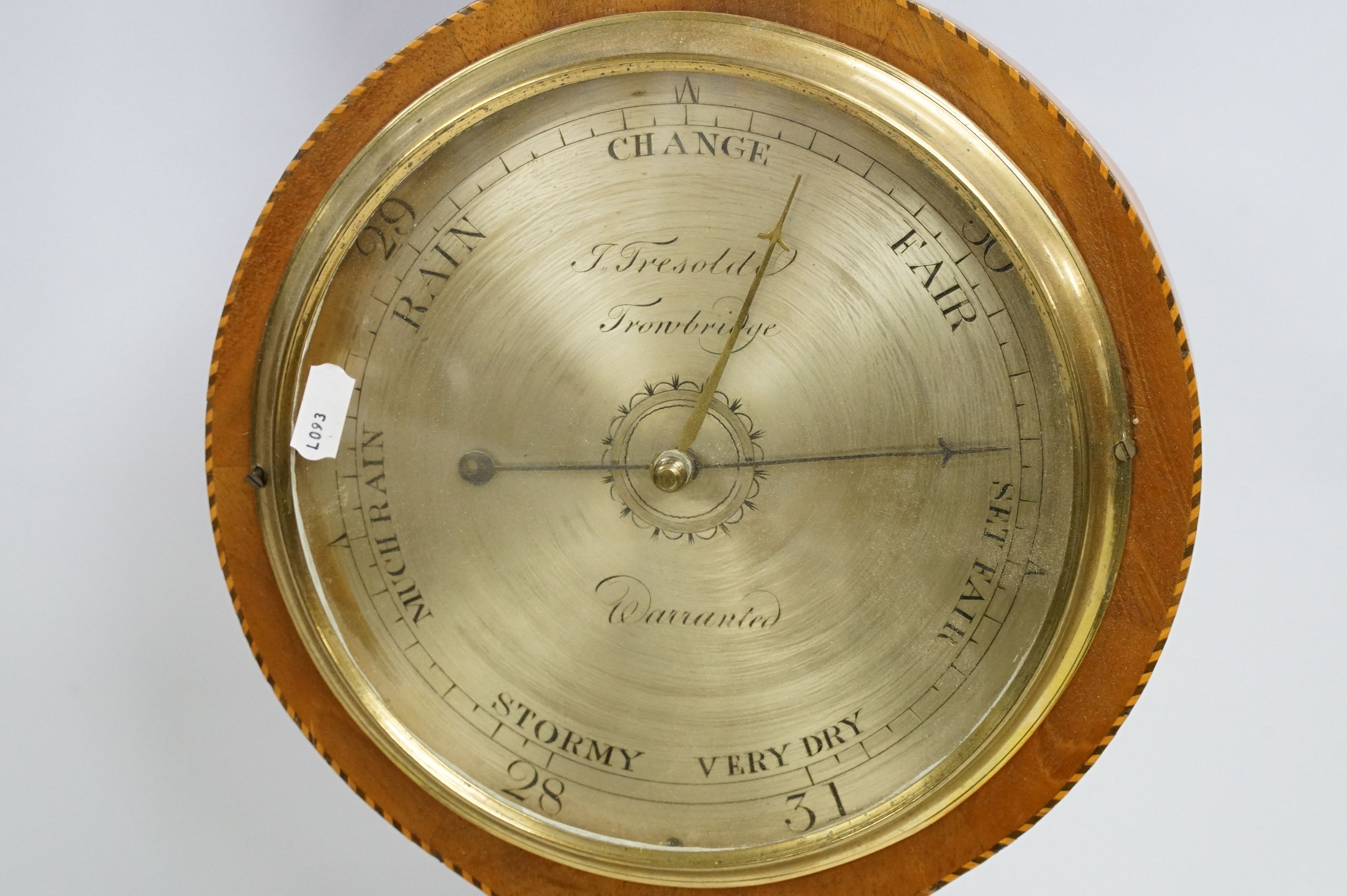 19th Century J Fresoldi of Trowbridge barometer having shell form box wood inlay. Measures 99cm - Image 2 of 8