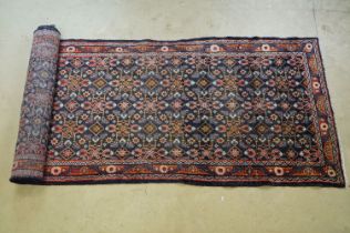 Large blue ground Persian Sarook runner with all over pattern