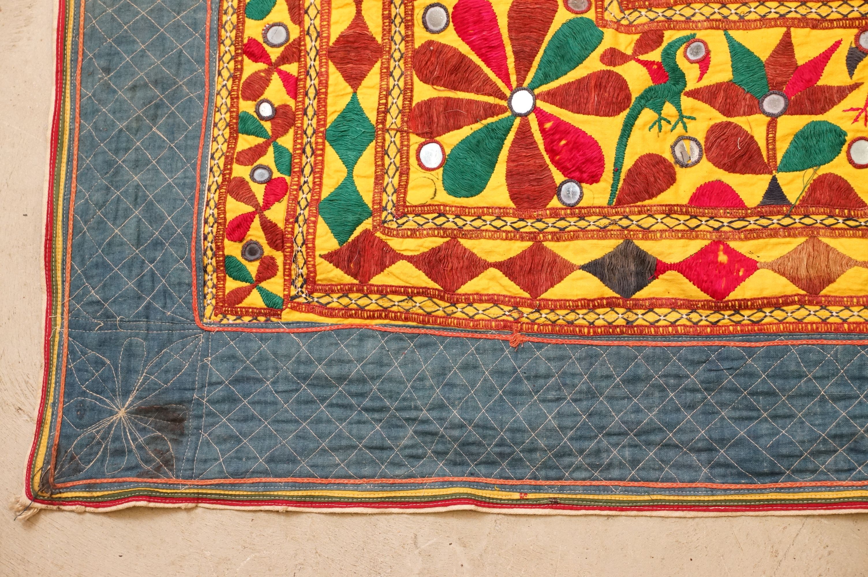 Collection of Indian and middle eastern textiles to include a pair of Indian embroidered curtains - Image 12 of 14