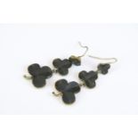 Pair of late 19th / early 20th century carved bog oak drop earrings in the form of three