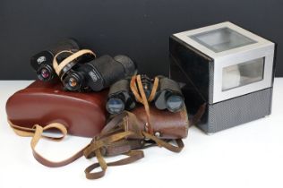 Two pairs of binoculars to include a pair of Carl Zeiss Jena binoculars, a pair of Lieberman & Gortz