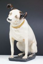 Resin model of a seated dog, possibly HMV's Nipper, measures approx 36cm tall