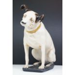 Resin model of a seated dog, possibly HMV's Nipper, measures approx 36cm tall