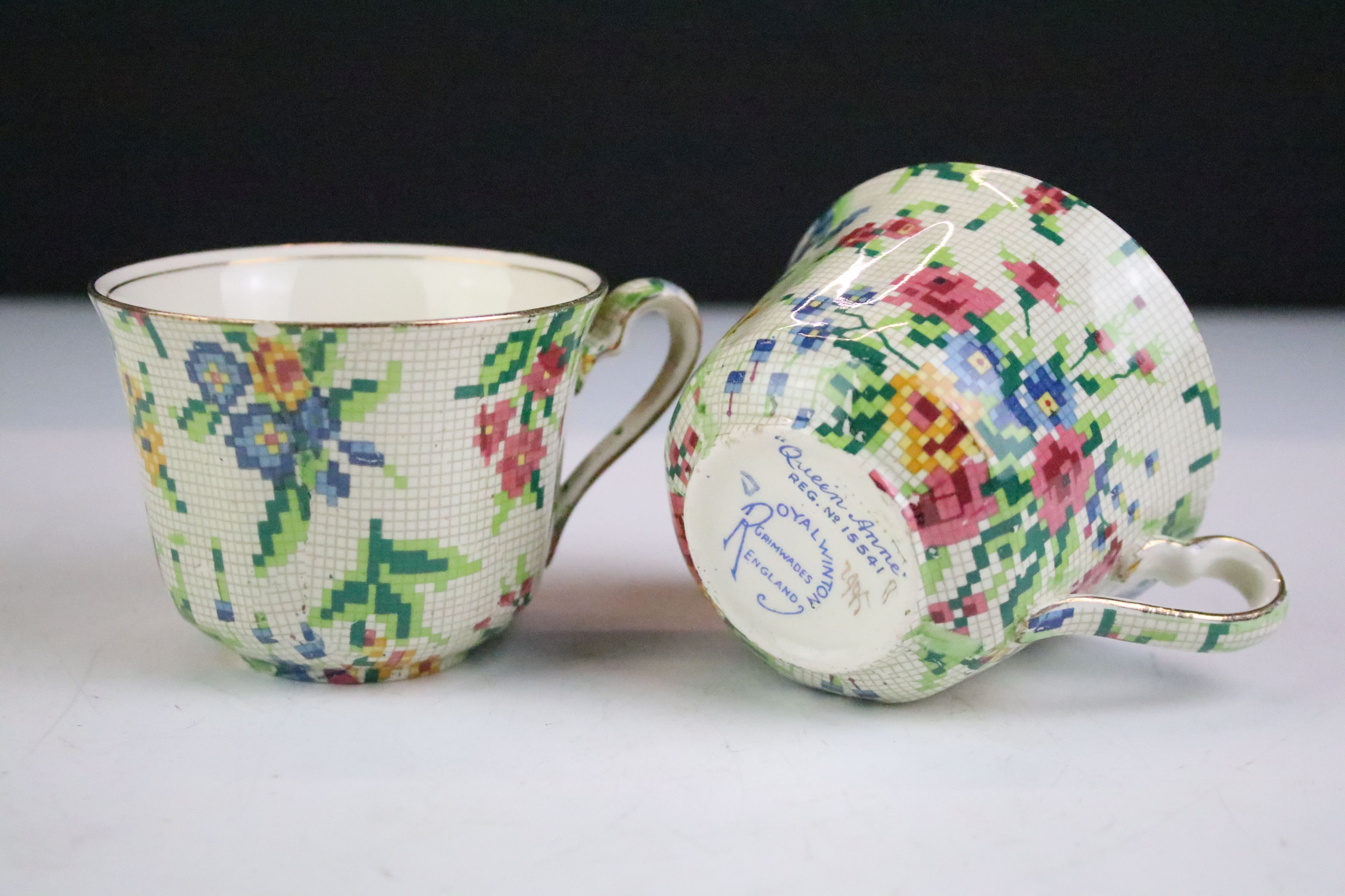 Royal Winton Grimwades Queen Anne pattern tea set for two, transfer printed with chintz floral - Image 12 of 14