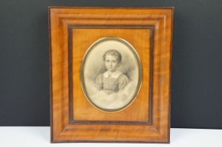 19th Century Victorian French pencil sketch portrait depicting a young boy dated 1888. Hand