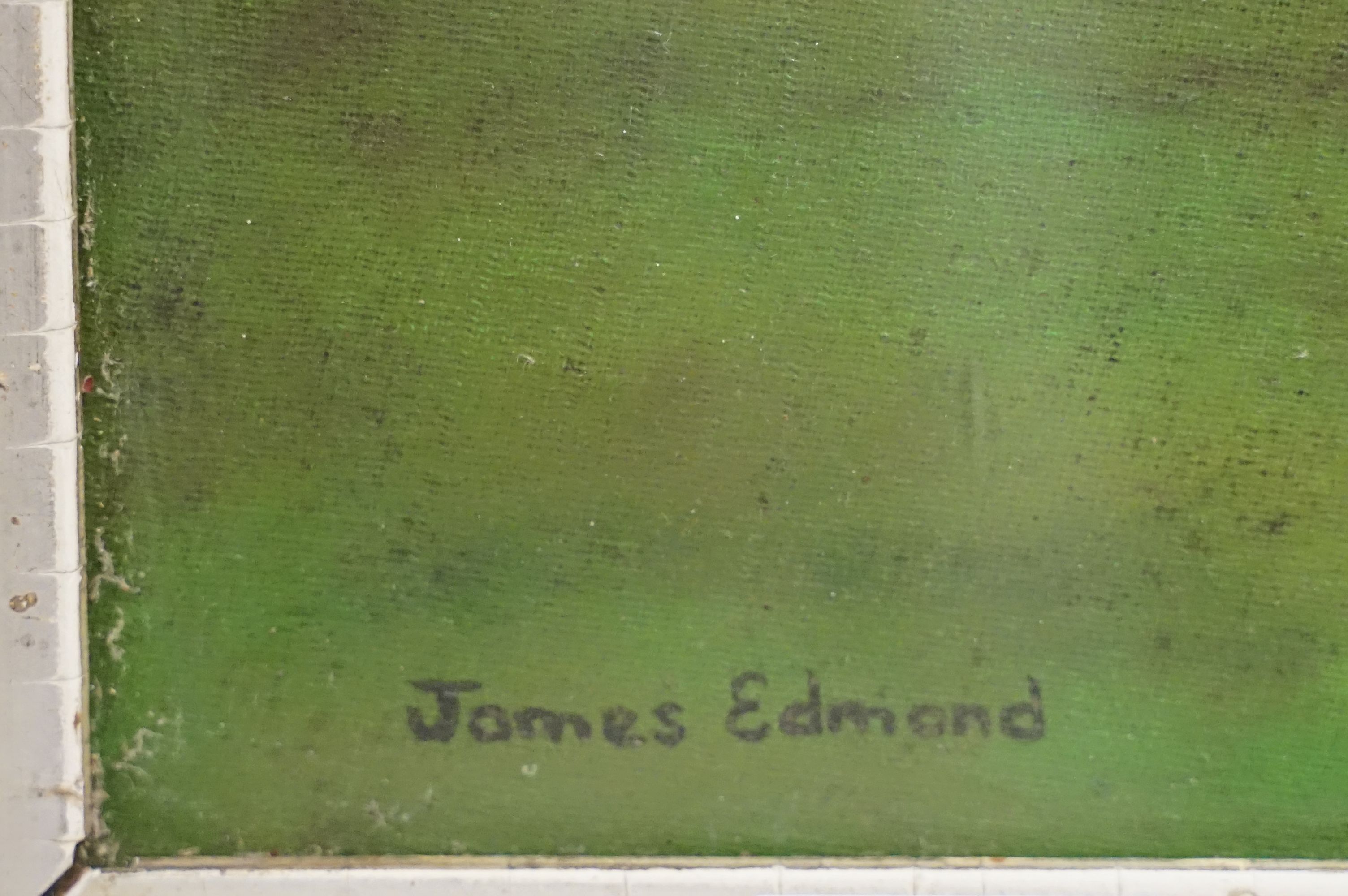 James Edmond, 'Pipped at the Post, Rock Star Wins the Guineas', oil on board, titled on label - Image 6 of 8