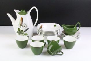 Staffordshire Midwinter Stylecraft 'Fashion Shape' Riverside pattern coffee set, to include coffee