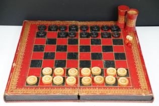 Leatherbound backgammon and games boards in the form of two volumes of 'the History of England'.