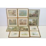 Collection of framed prints to include four vintage sporting scene prints taken from original 19th