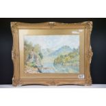 Late 19th century / early 20th century watercolour, landscape scene, signed E. Kilshall, 38cm by