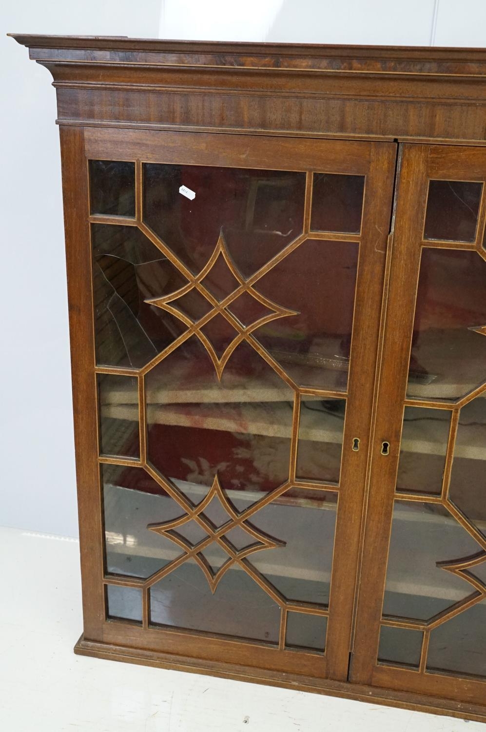 20th century mahogany astragal glazed two door display cabinet fitted with three shelves, 107cm high - Image 5 of 10