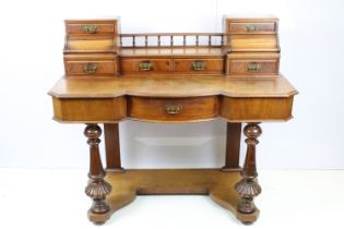 19th Century mahogany desk / dresser base having a configuration of six drawers to top with