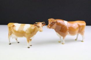 Beswick 'CH. Sabrina's Sir Richmond 14th' Guernsey Bull, together with a Beswick Guernsey Cow (