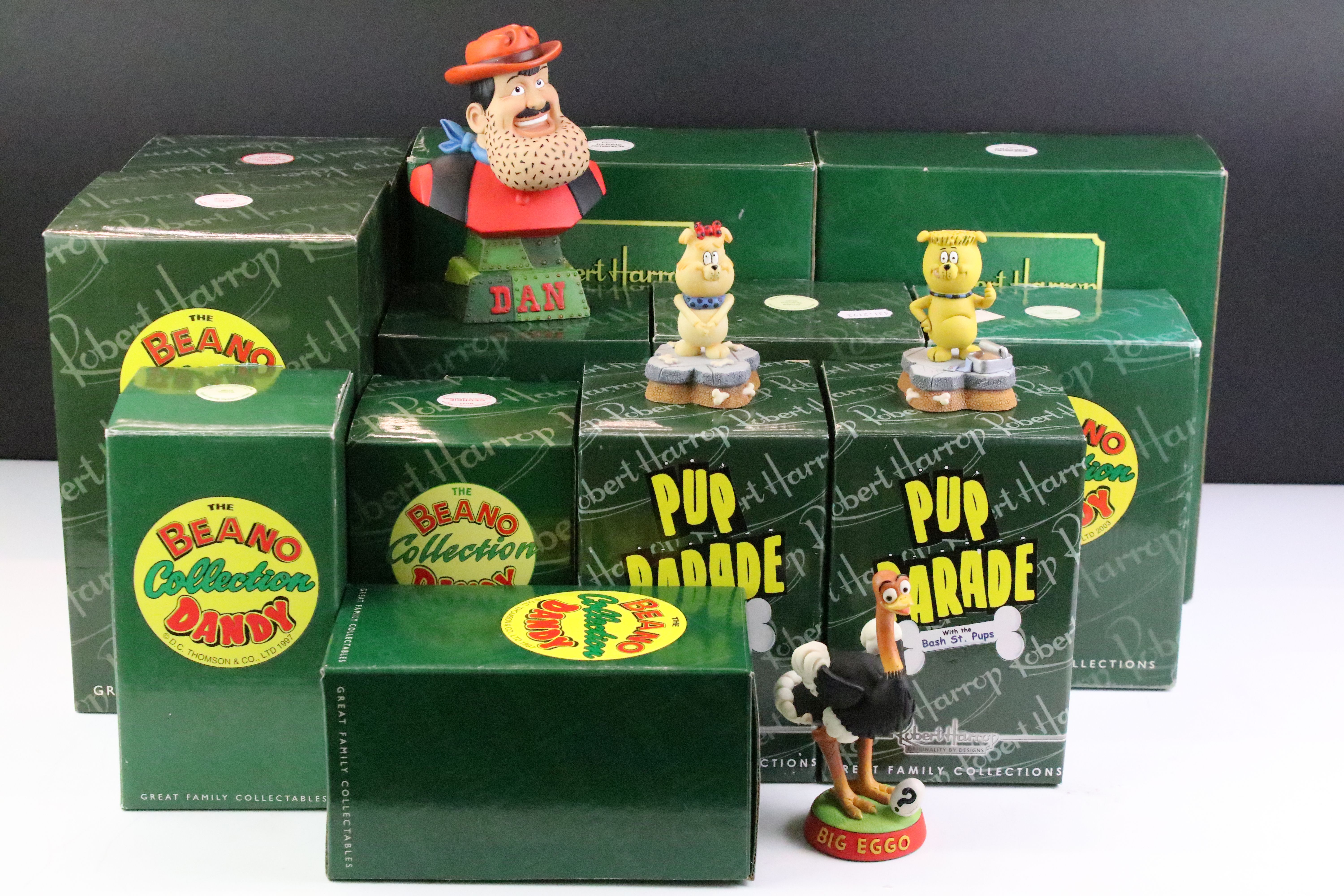 Collection of 12 Robert Harrop 'The Beano Dandy Collection' collectables, featuring Pup Parade