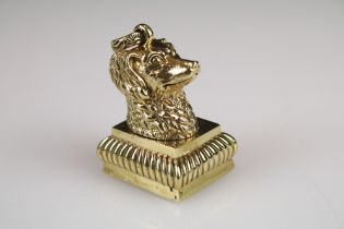 Gold plated document seal in the form of a dog