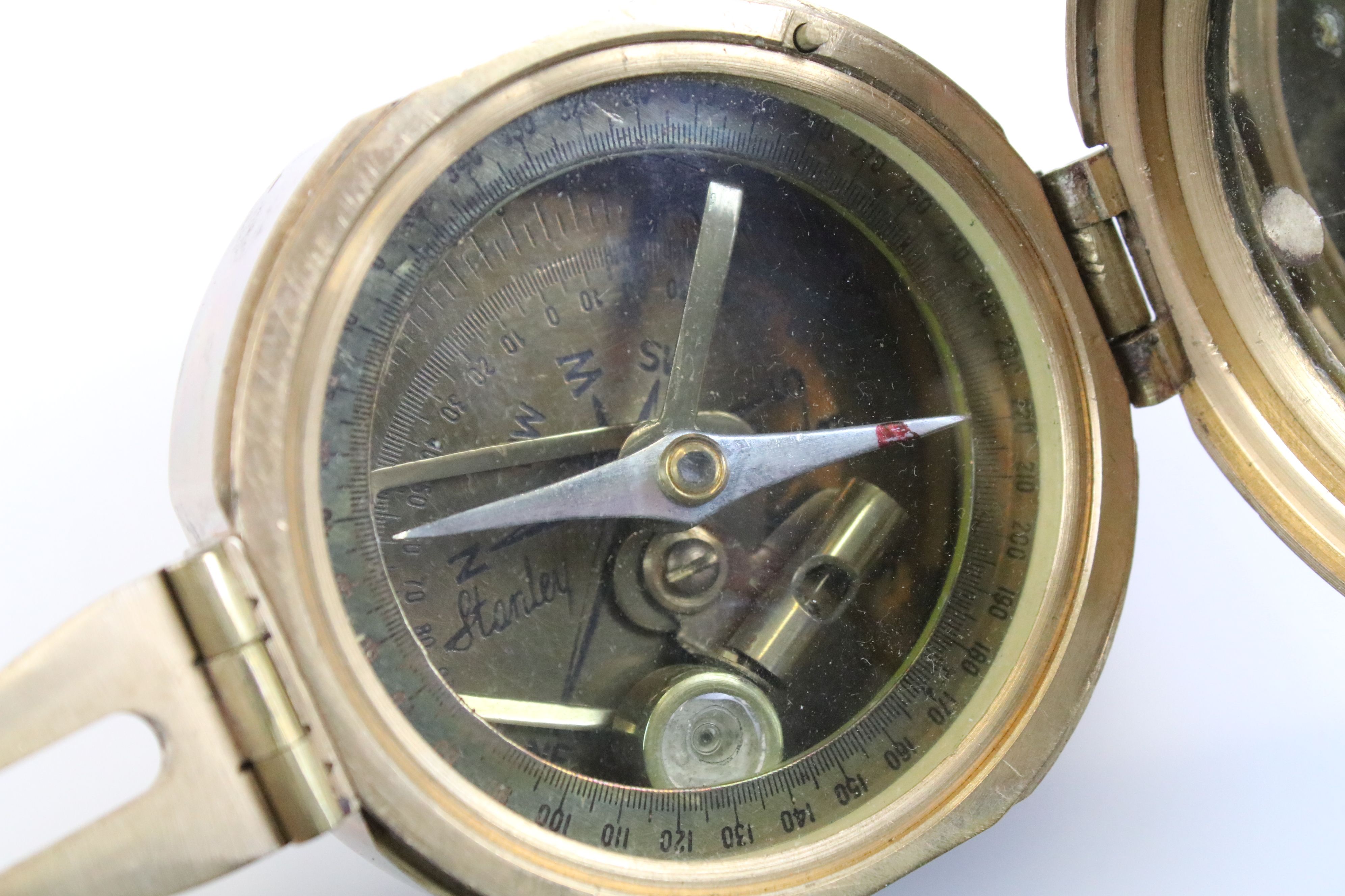 Stanley of London brass compass together with a small collection of motorcycling enamel badges ( - Image 6 of 6