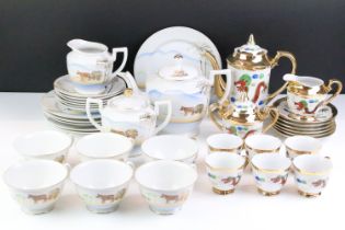 Two vintage Japanese porcelain tea / coffee sets to include a HHP coffee set with dragon & gilt