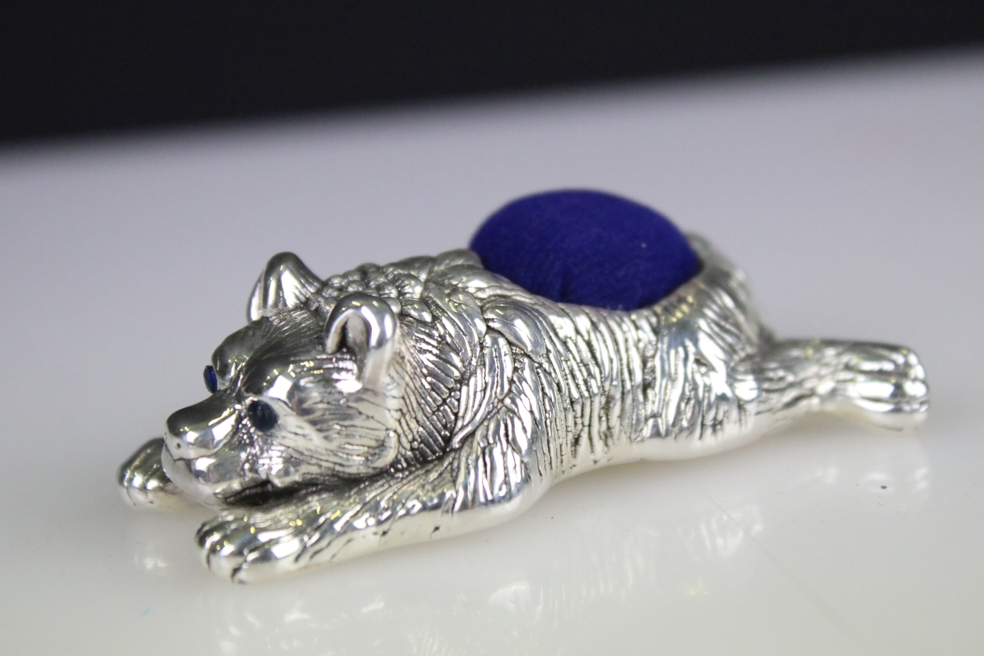 Silver bear pin cushion