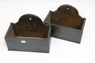 Welsh oak pair of wall hanging boxes