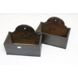 Welsh oak pair of wall hanging boxes