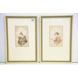 Ippitsusai Buncho 1725-1794 - A pair of Japanese woodblock portraits of male & female Yakusa E