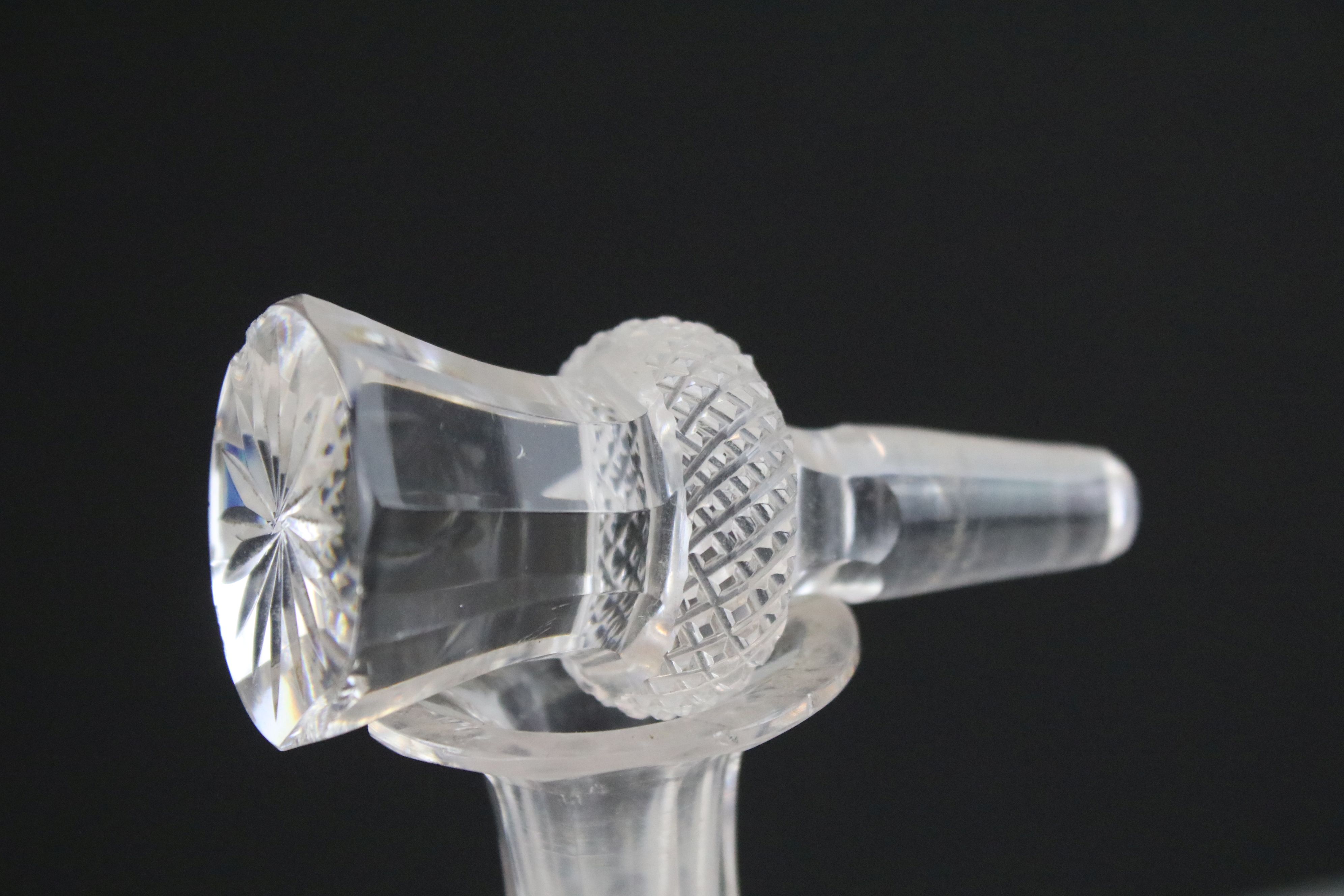 Early 20th century small Cut Glass ' Thistle ' shaped Decanter & Stopper, 20cm high - Image 2 of 5