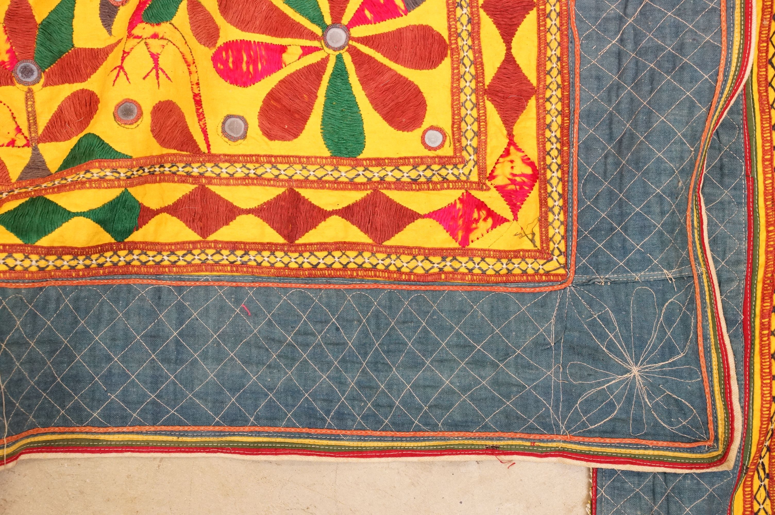 Collection of Indian and middle eastern textiles to include a pair of Indian embroidered curtains - Image 8 of 14