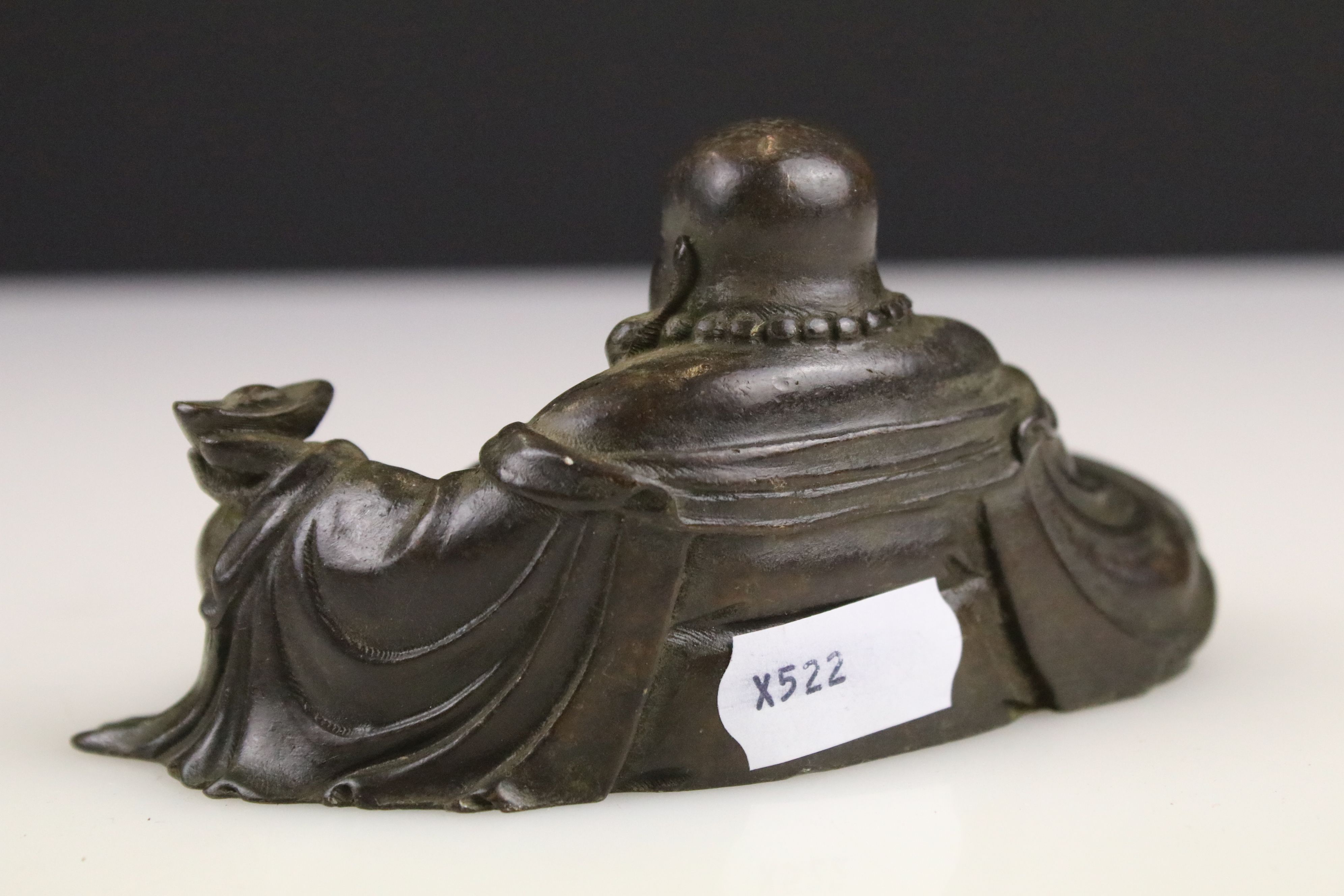 An Ornamental Chinese Bronze Maitreya Buddha Figurine, measures approx 11cm in width - Image 2 of 3