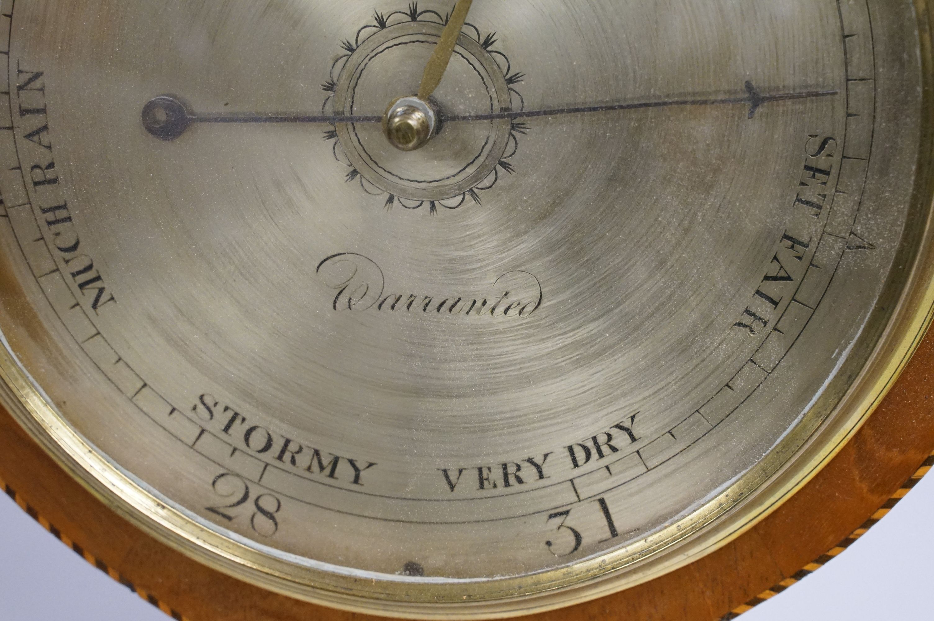 19th Century J Fresoldi of Trowbridge barometer having shell form box wood inlay. Measures 99cm - Image 4 of 8