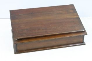 19th Century wooden bible box having a sloped top. Measures 70cm wide.